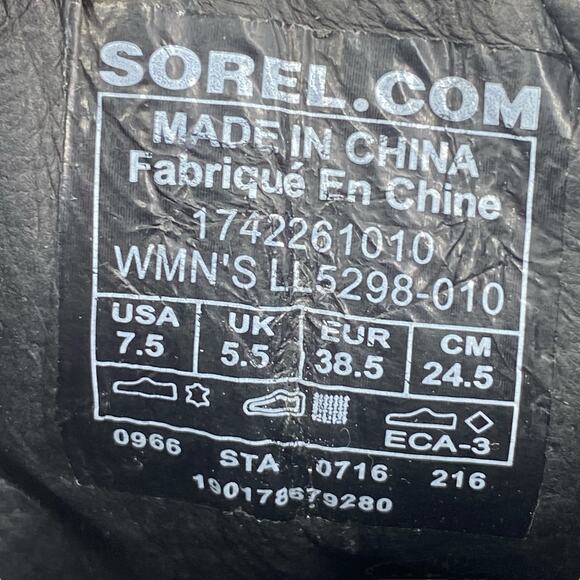 Sorel Women’s Conquest Black Leather Waterproof Wedge Bootie Size US 7.5 - Picture 10 of 10